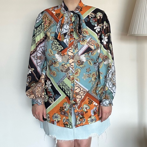 Floral print blouse size M/L / women's shirt - Picture 9 of 16